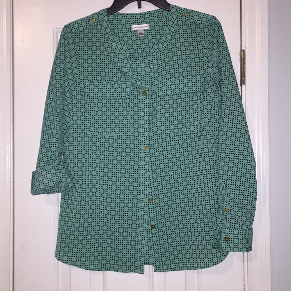 teal & navy long sleeve blouse | Croft & Barrow